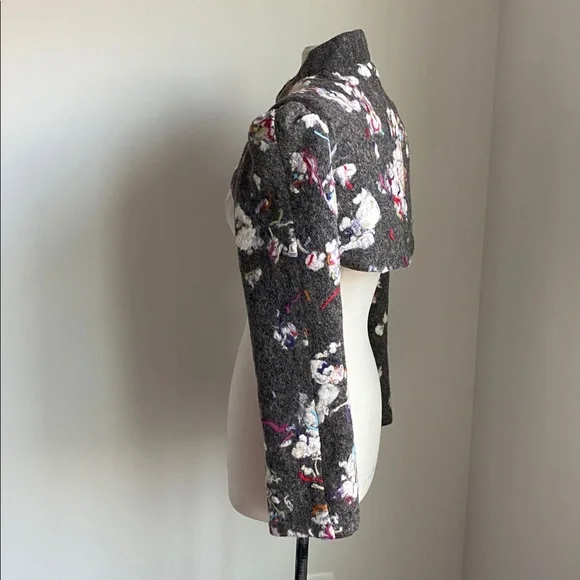 Custom Felted Wool Bolero Womens Sz Small Gray Multicolor Crop Jacket
